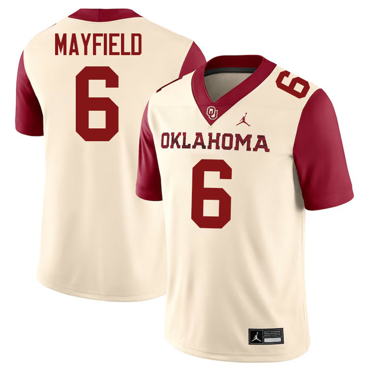 Baker Mayfield Oklahoma Sooners Jersey,Oklahoma Sooners Football Uniforms,Jersey-Cream